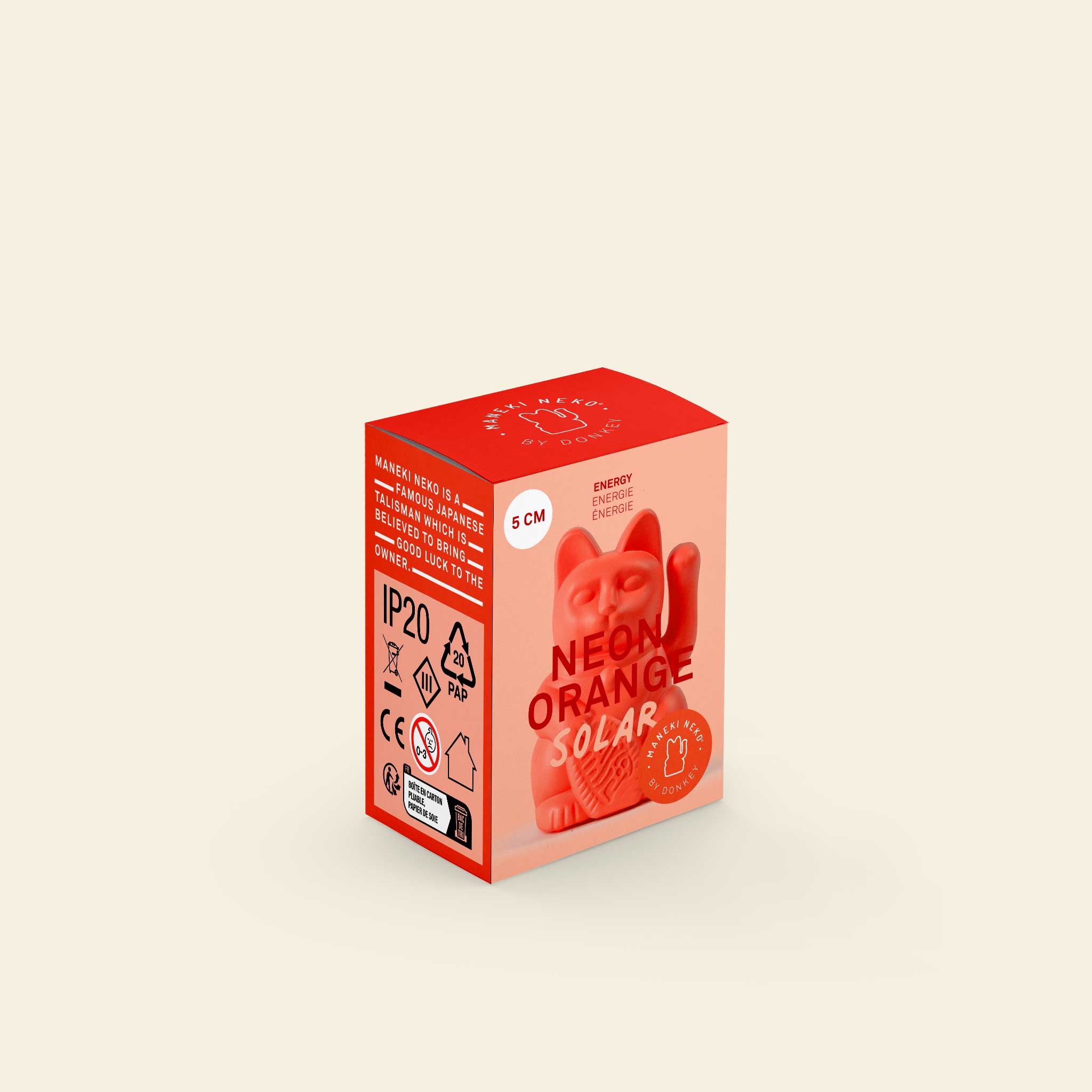 Verpackung der Winkekatze Solar Neon Orange
