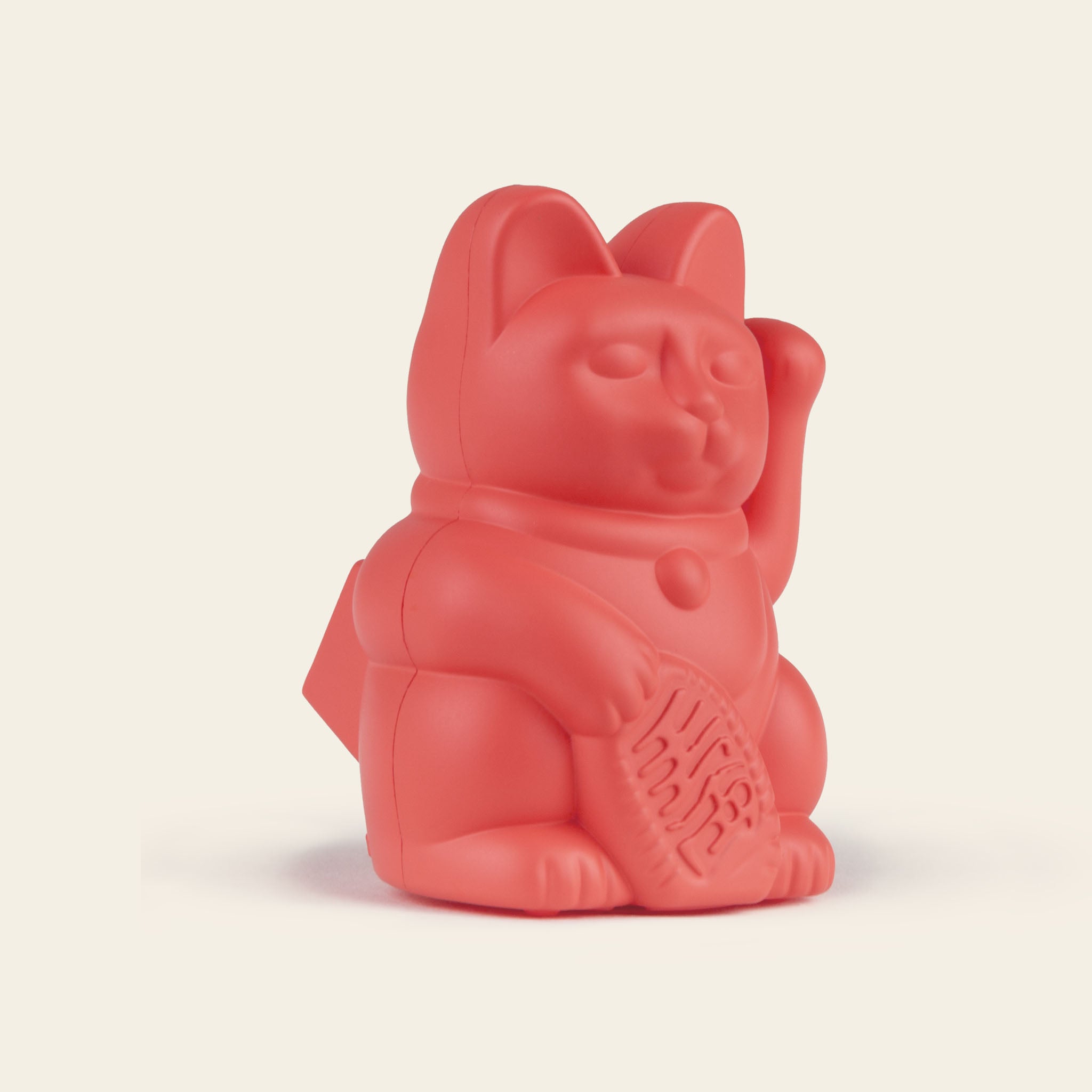 Seitenansicht Winkekatze Solar Neon Orange